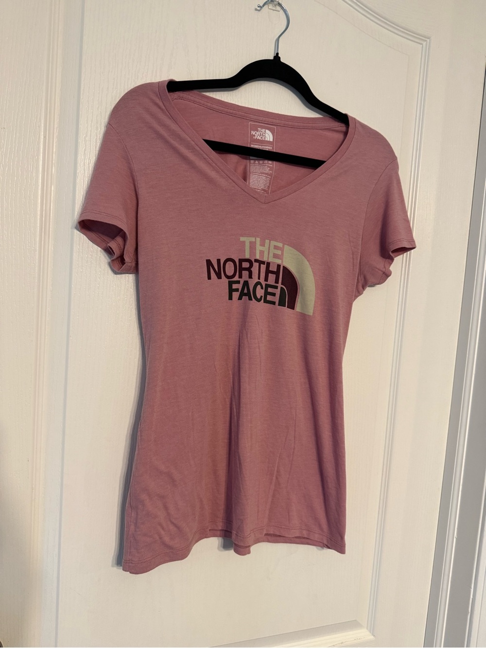 The North Face Women's Dusty Rose V-Neck Logo Tee